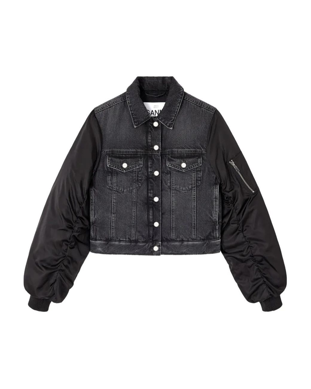 Ganni Black Buttoned Denim Jacket