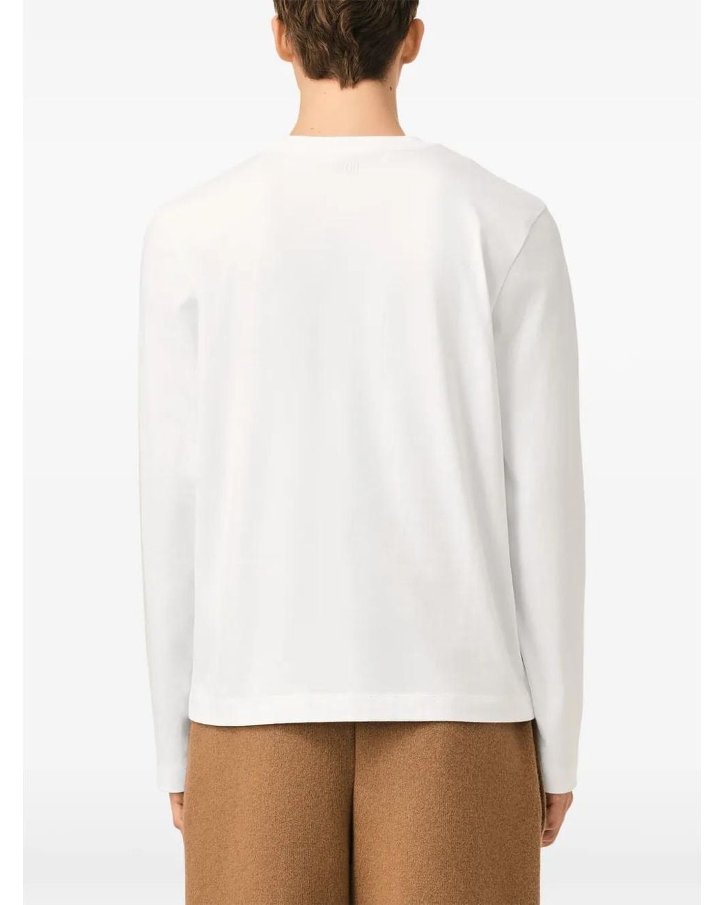 Camiseta De Algodón De Manga Larga Con Ami De Coeur AMI de color White