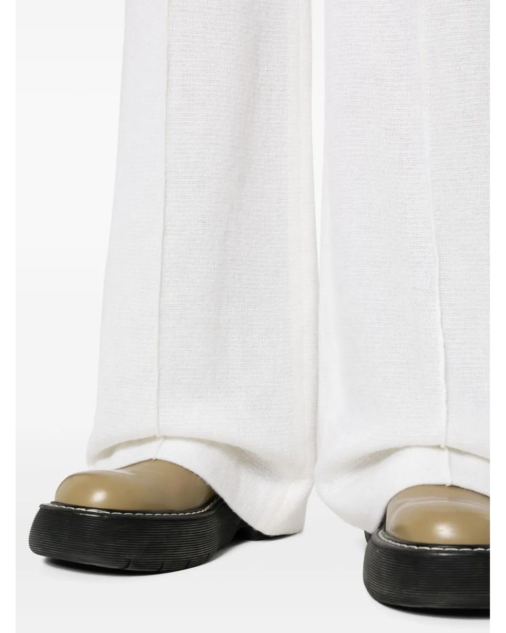Chloé White Pleated Wide-Leg Trousers