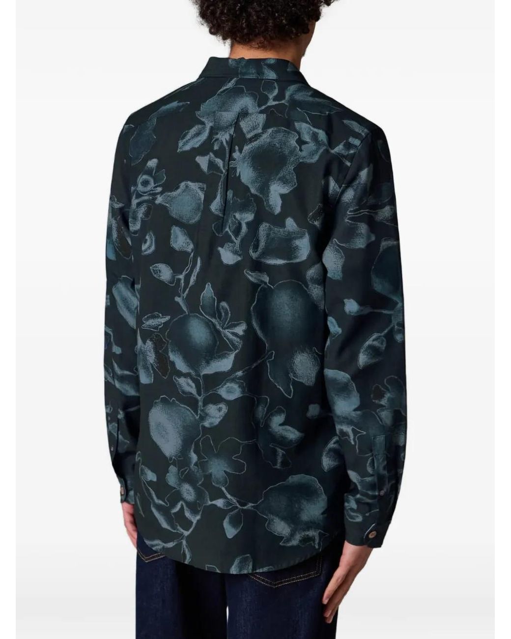 Paul Smith Blue Good Fortune Floral Print Shirt for men