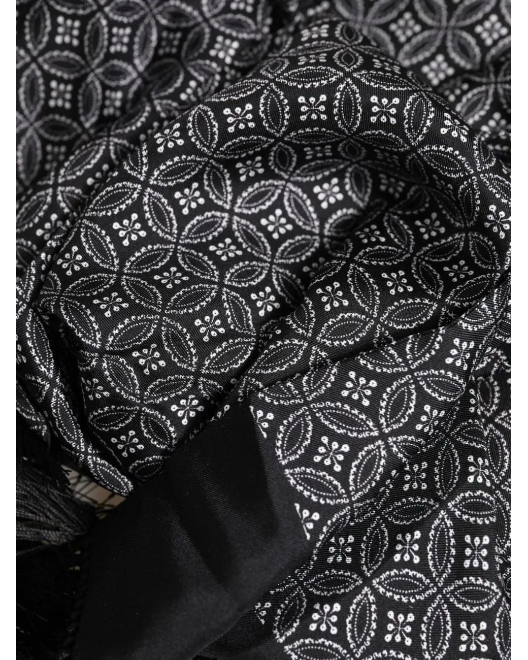 Dolce & Gabbana Gray Patterned Fringe-Trim Scarf for men