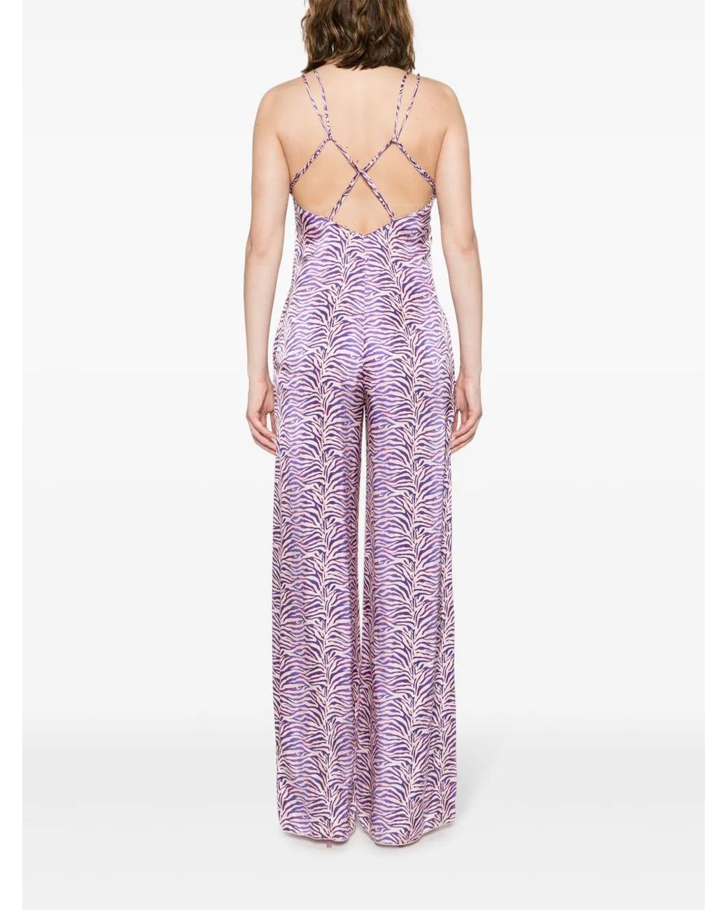 Forte_forte Purple Zebra-Print Satin Jumpsuit