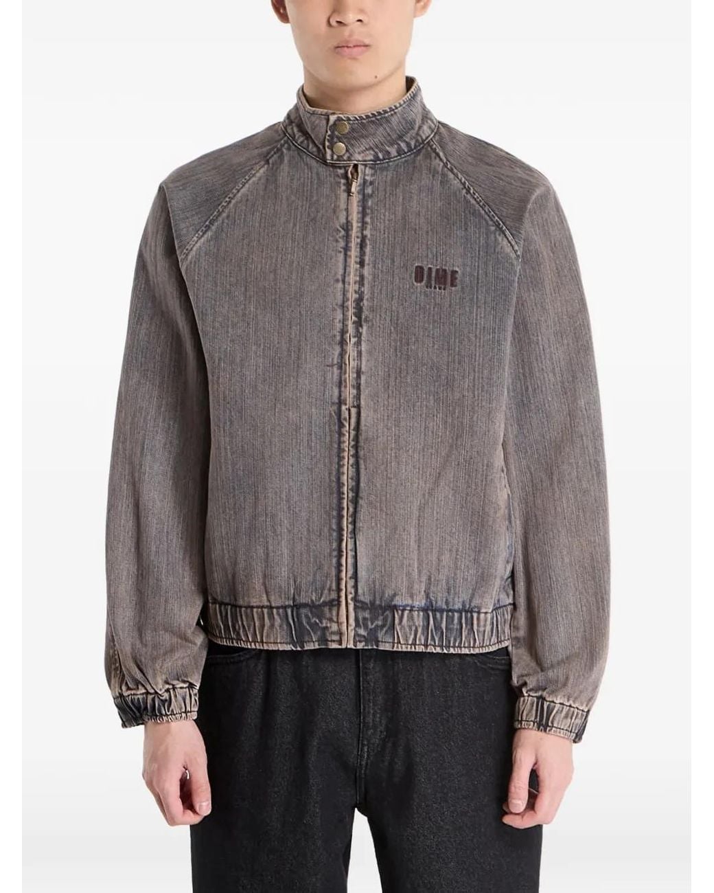 Dime Gray Veste En Jean À Col Montant Et Logo Brodé