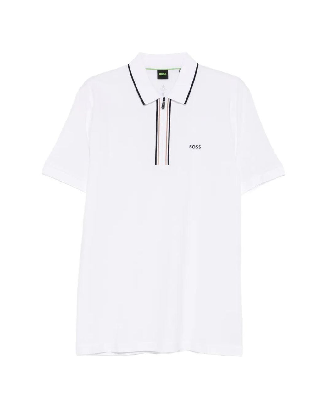 Boss White Active Slim-Fit Polo Shirt for men