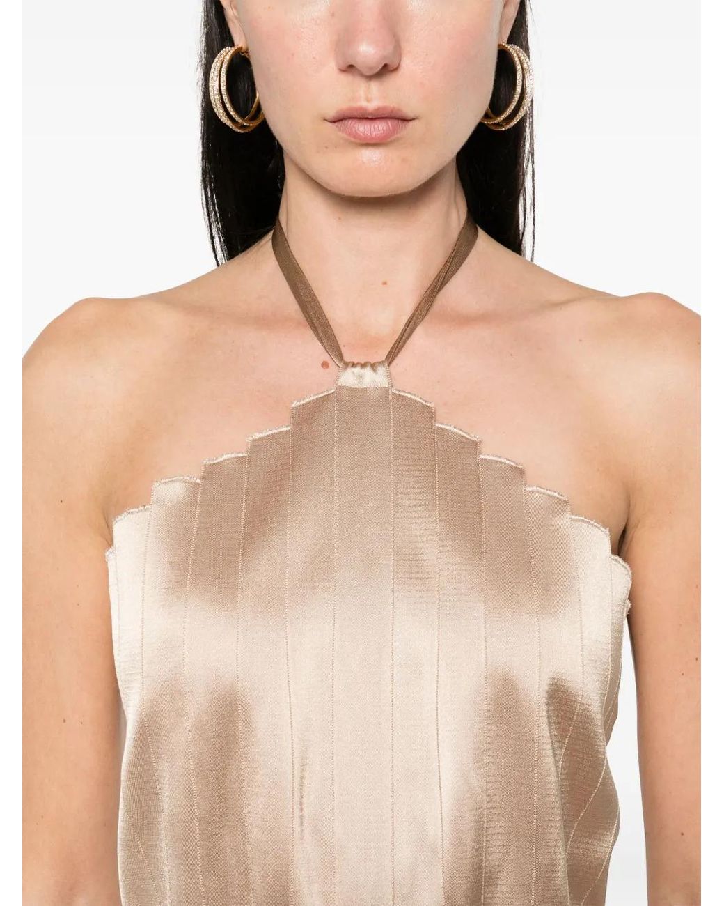Alberta Ferretti Natural Long Dress With Open Back