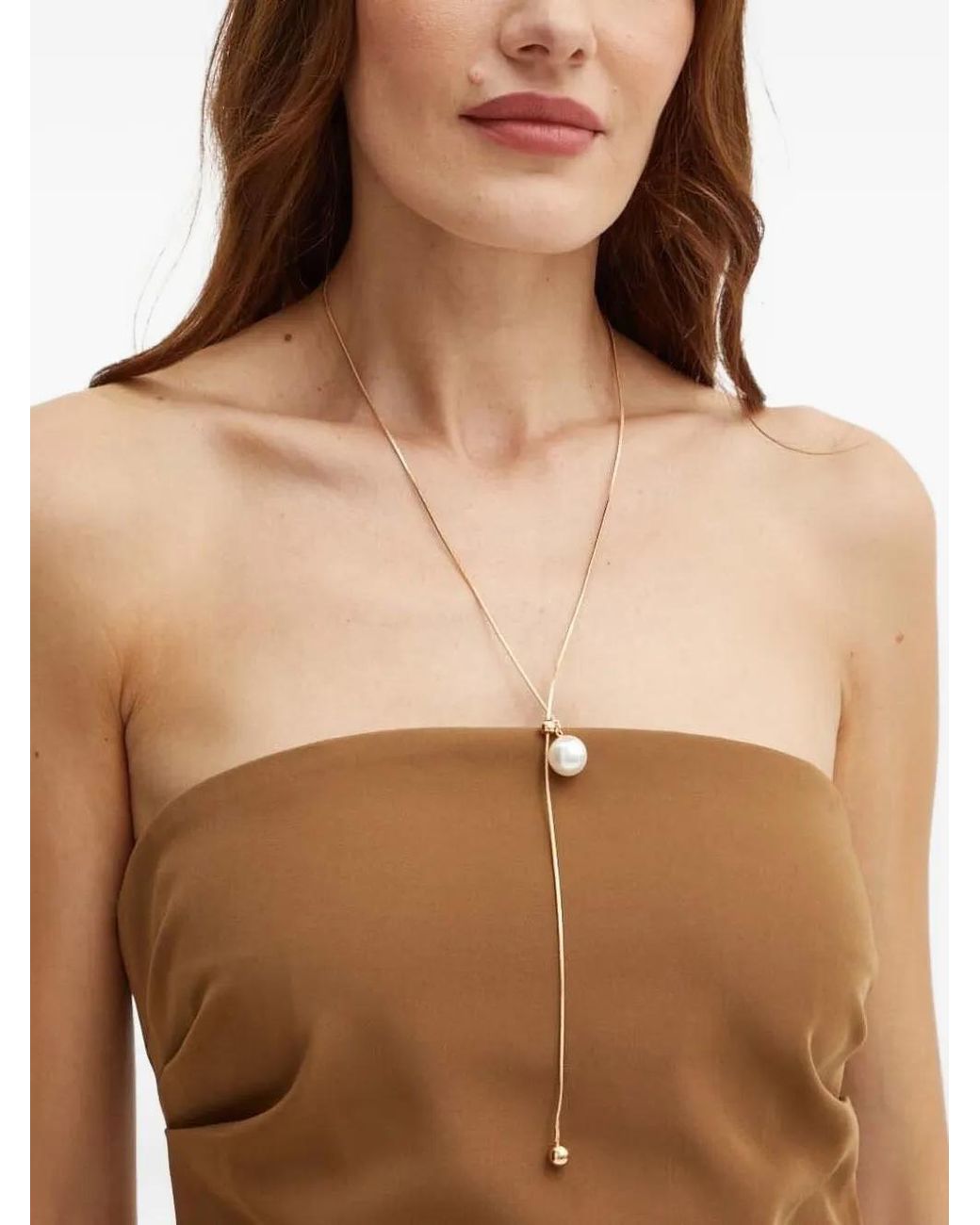 Bardot Natural Asymmetric Strapless Blouse