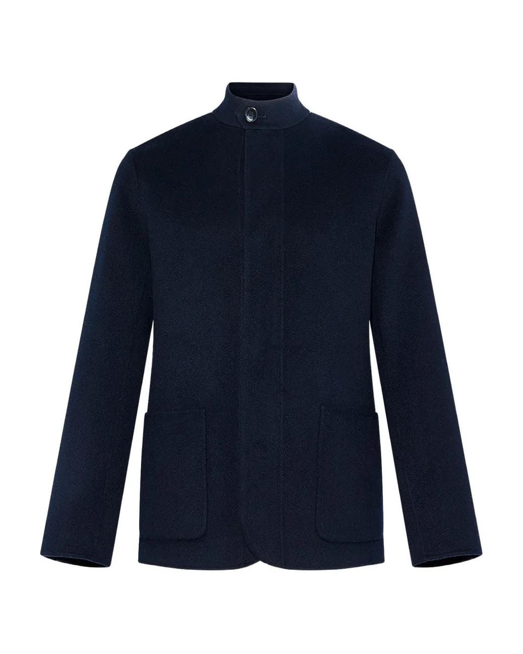 Yves Salomon Blue Wool Cashmere High-Neck Blazer for men