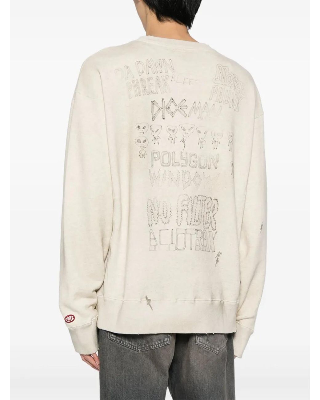Maison Mihara Yasuhiro Natural Sketch-Print Distressed Jumper for men