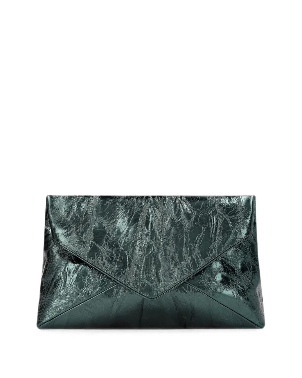 Dries Van Noten Green Large Leather Envelope Bag