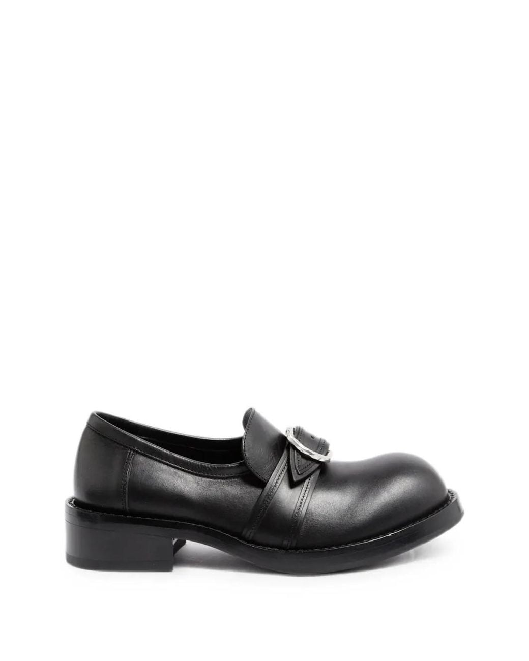 Ann Demeulemeester Black Buckle-Fastening Leather Loafers
