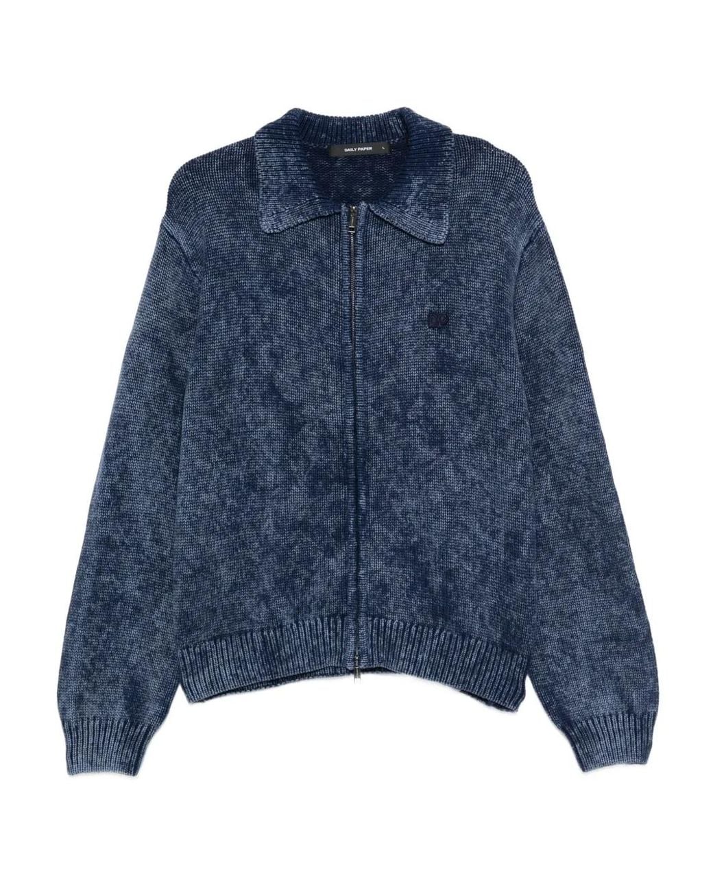 Daily Paper Blue Zip-Up Cardigan for men