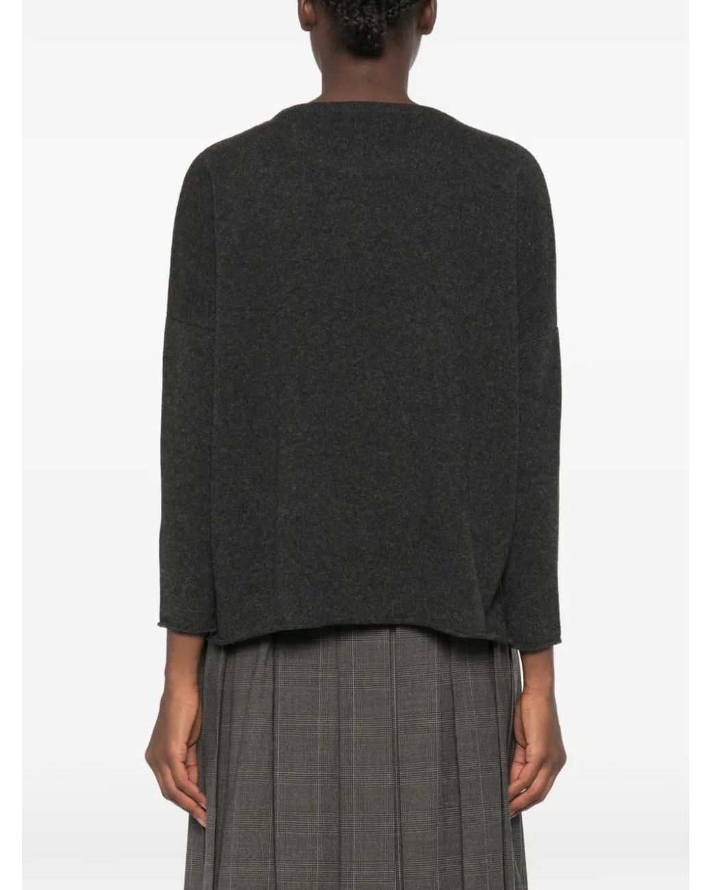 Be You Black Round-Neck Drop-Shoulder Sweater