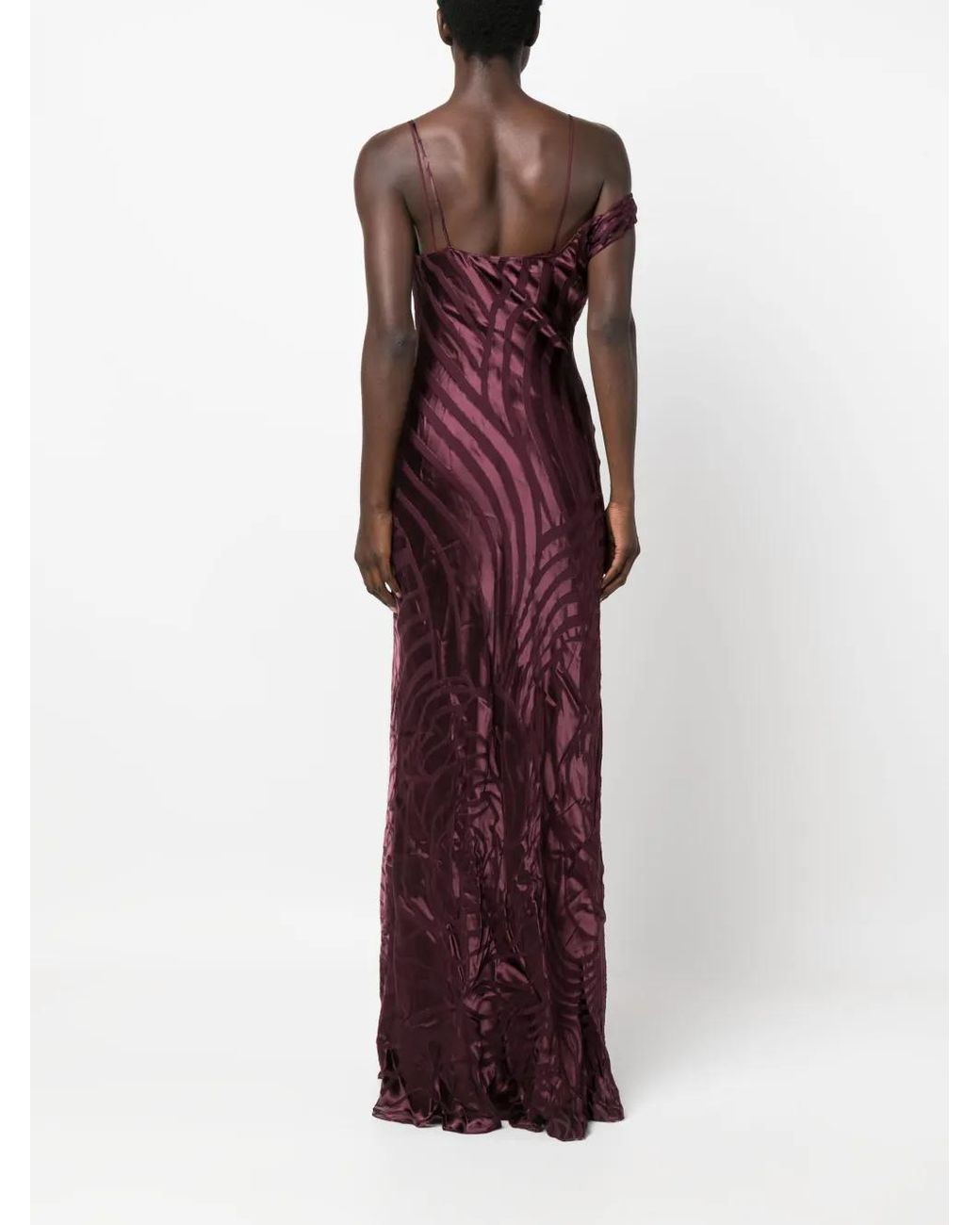 Alberta Ferretti Purple Satin-Trim Long Dress