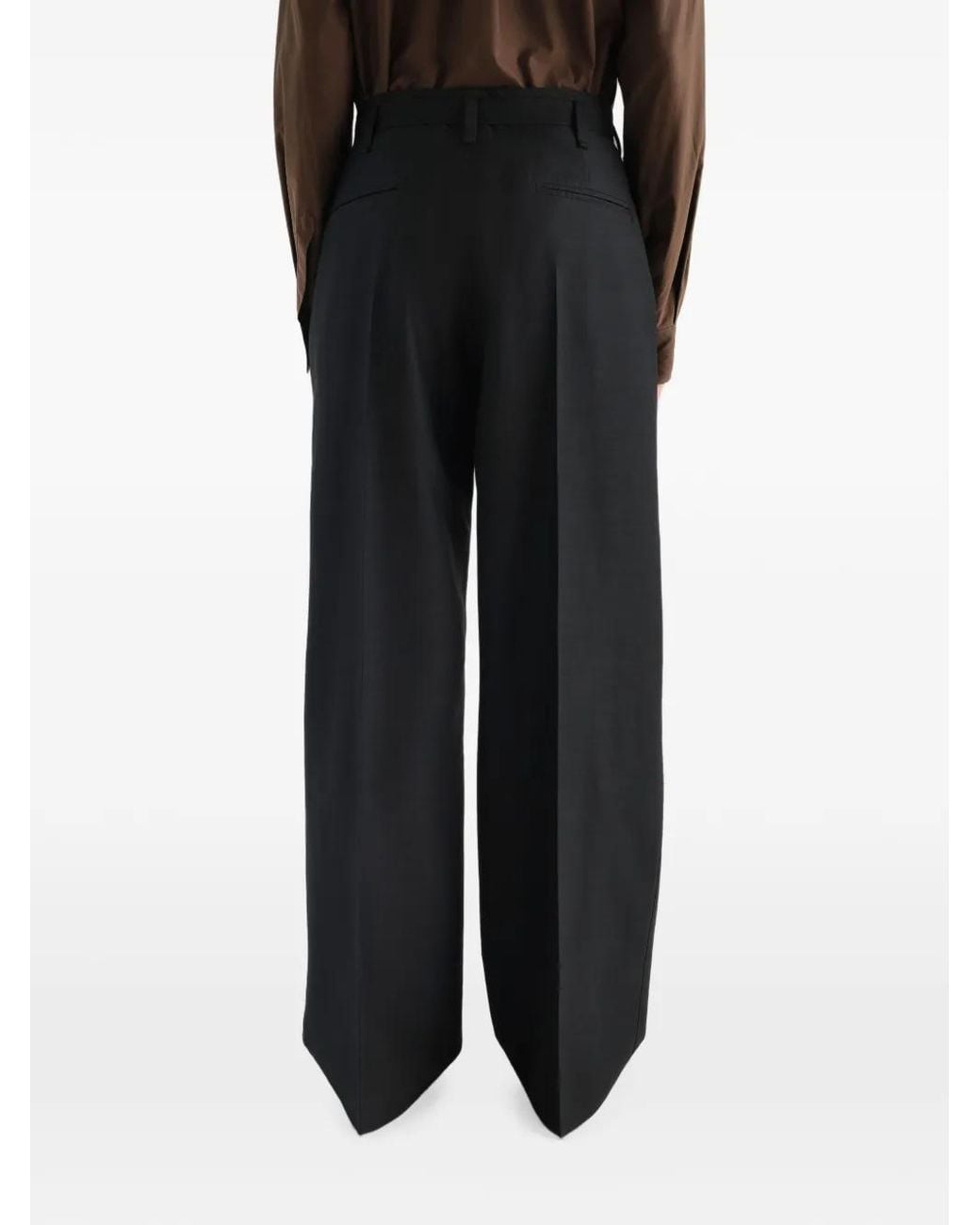 Lemaire Black Wide Pleated Pants
