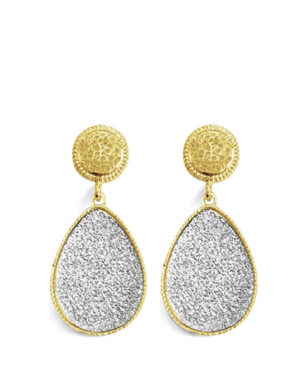 Hzmer Jewelry Metallic Shakti Teardrop-Pendant Earrings