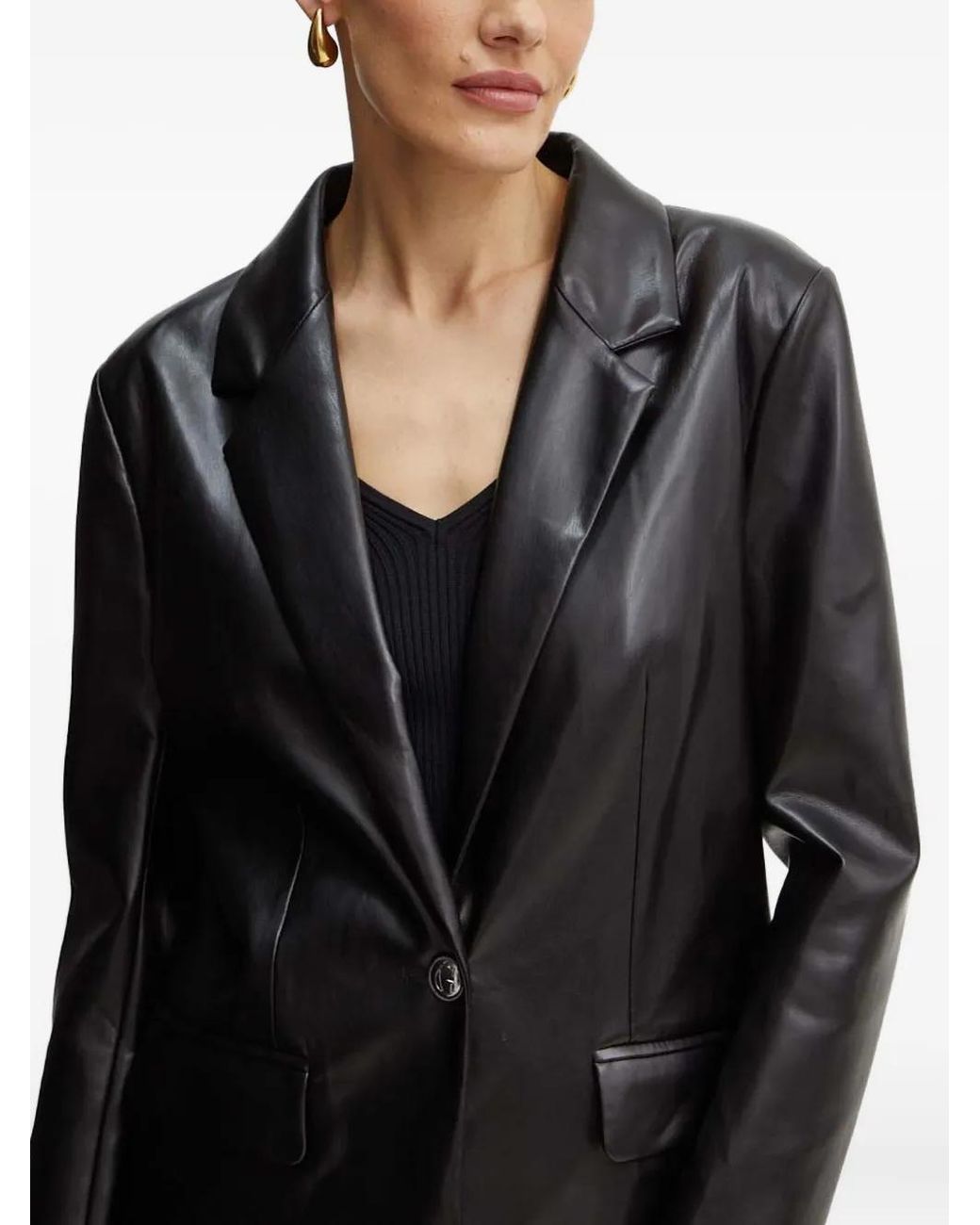 Guess Black Single-Breasted Notch-Lapel Blazer