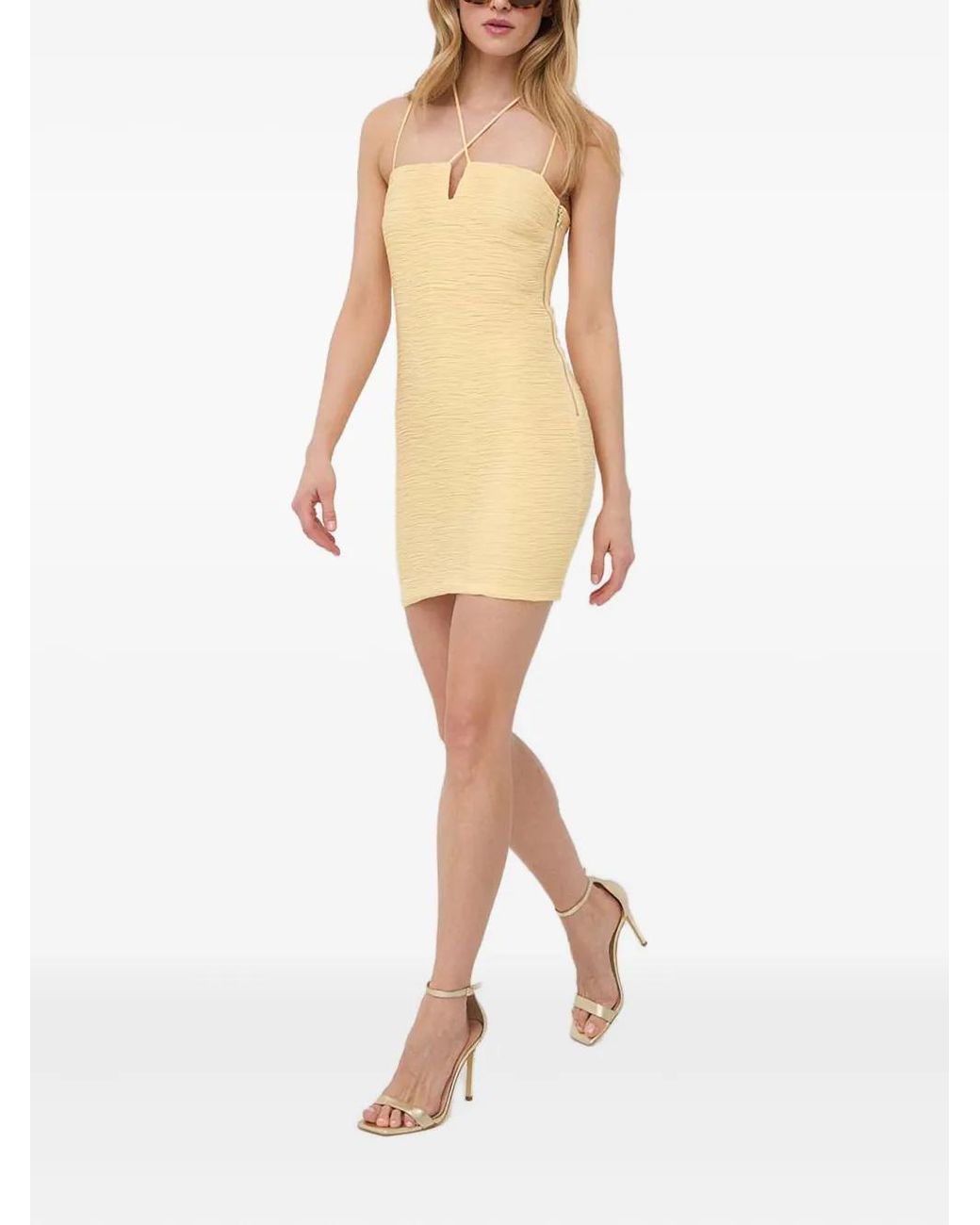 Patrizia Pepe Natural Textured Zip Mini Dress