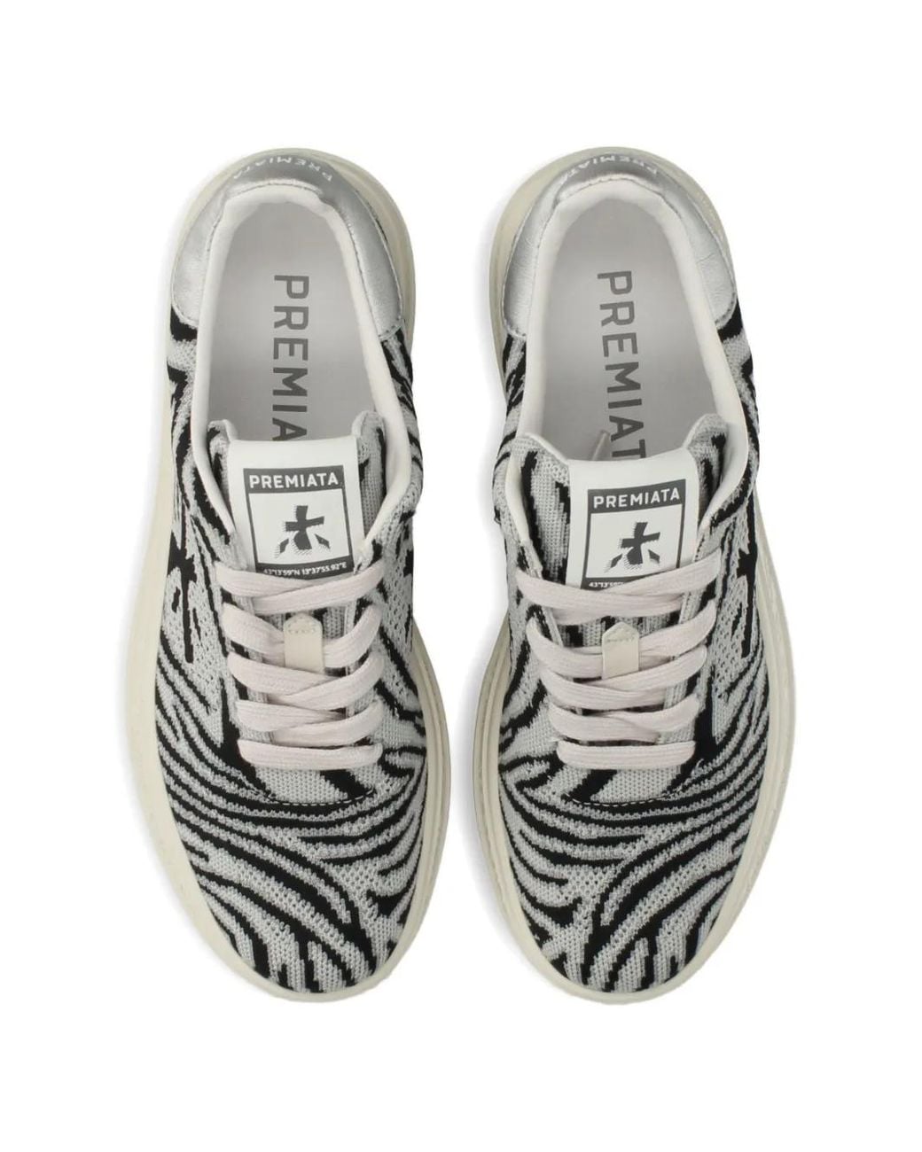 Premiata White Quinnd Zebra-Print Sneakers