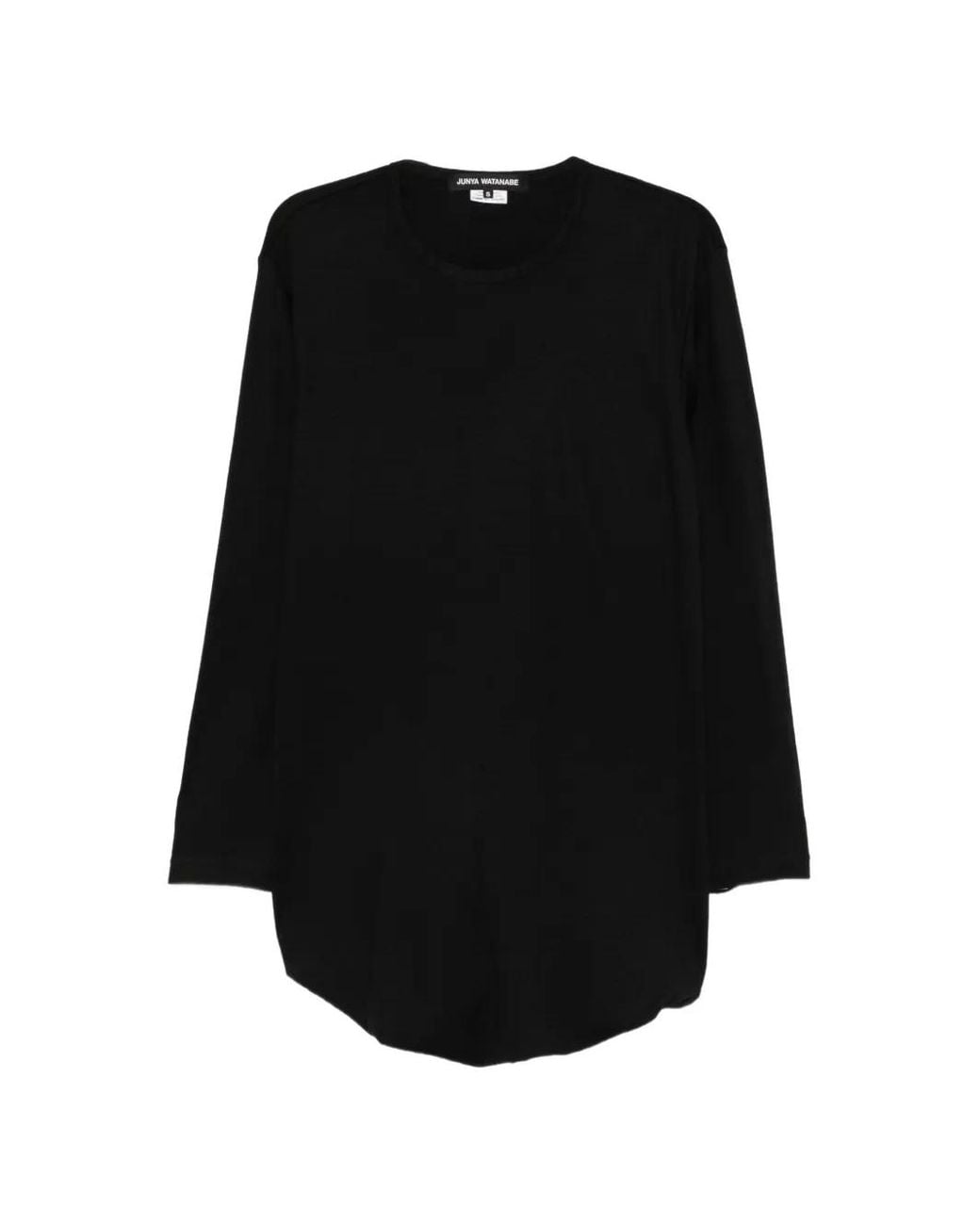 Junya Watanabe Black Long-Sleeve Curved-Hem T-Shirt