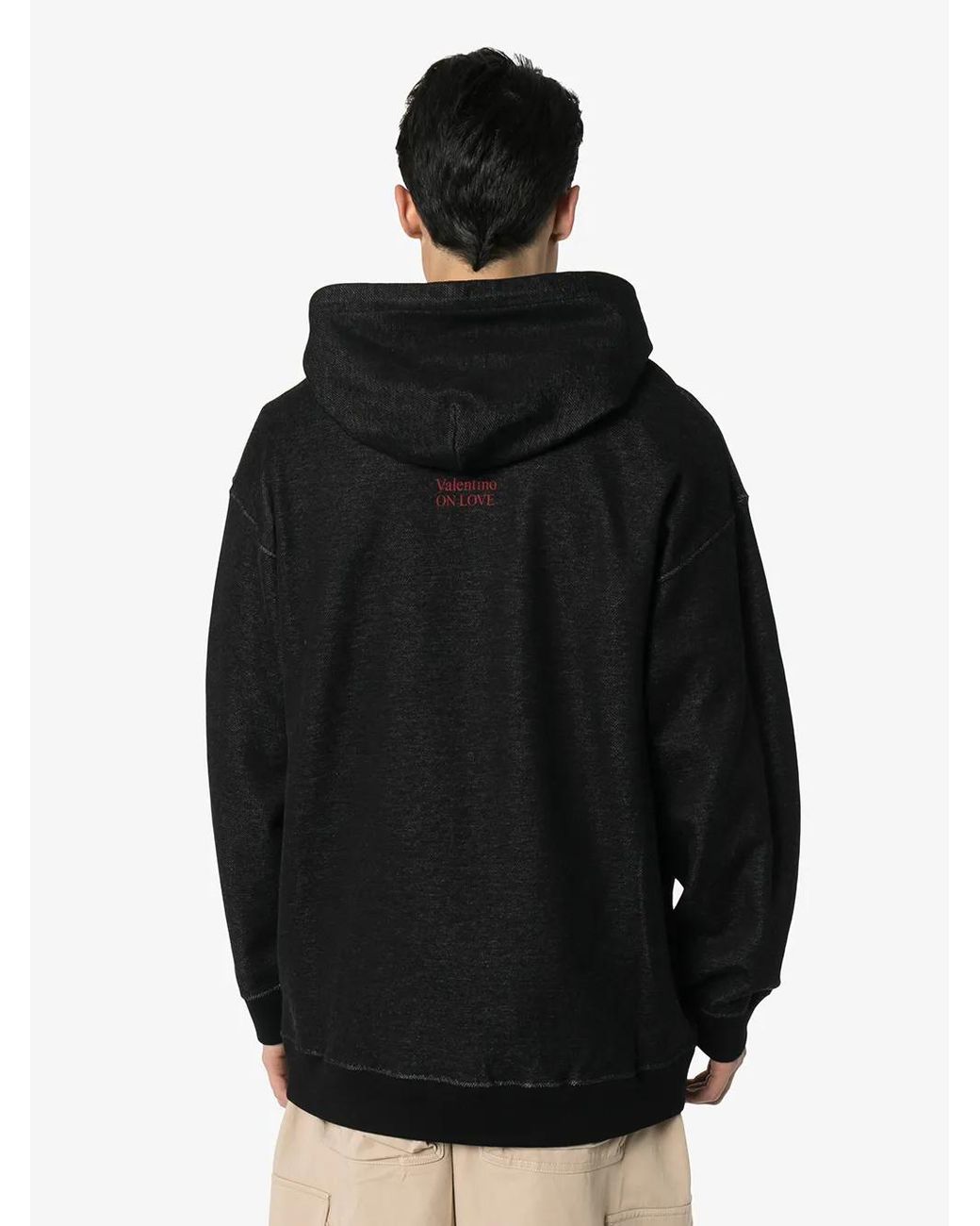 Valentino Garavani Black Moon Print Oversized Hoodie for men