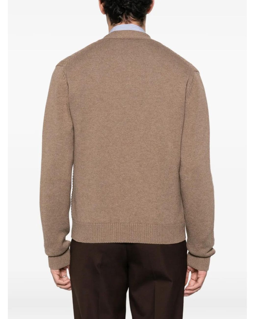 Fursac Brown V-Neck Zip-Up Cardigan for men