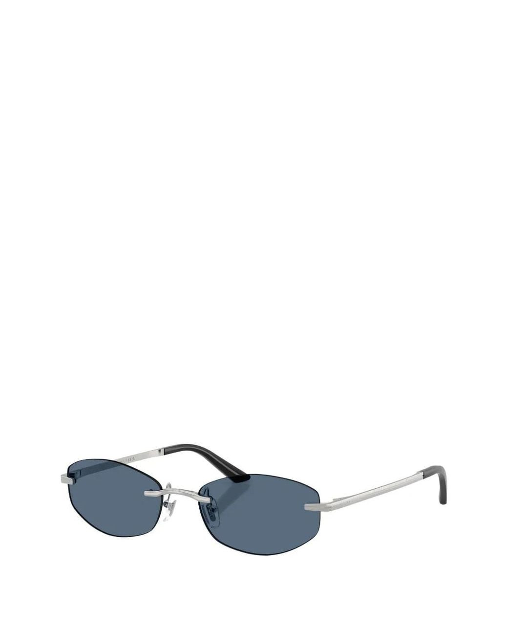 Versace Blue Oval-Frame Rimless Sunglasses