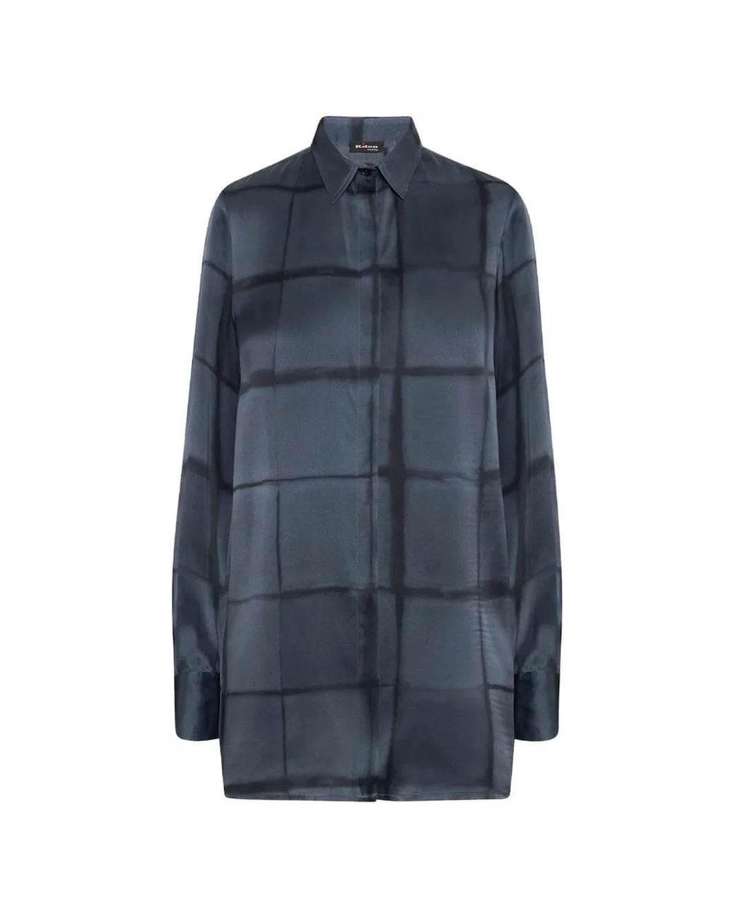 Kiton Blue Printed Silk Shirt