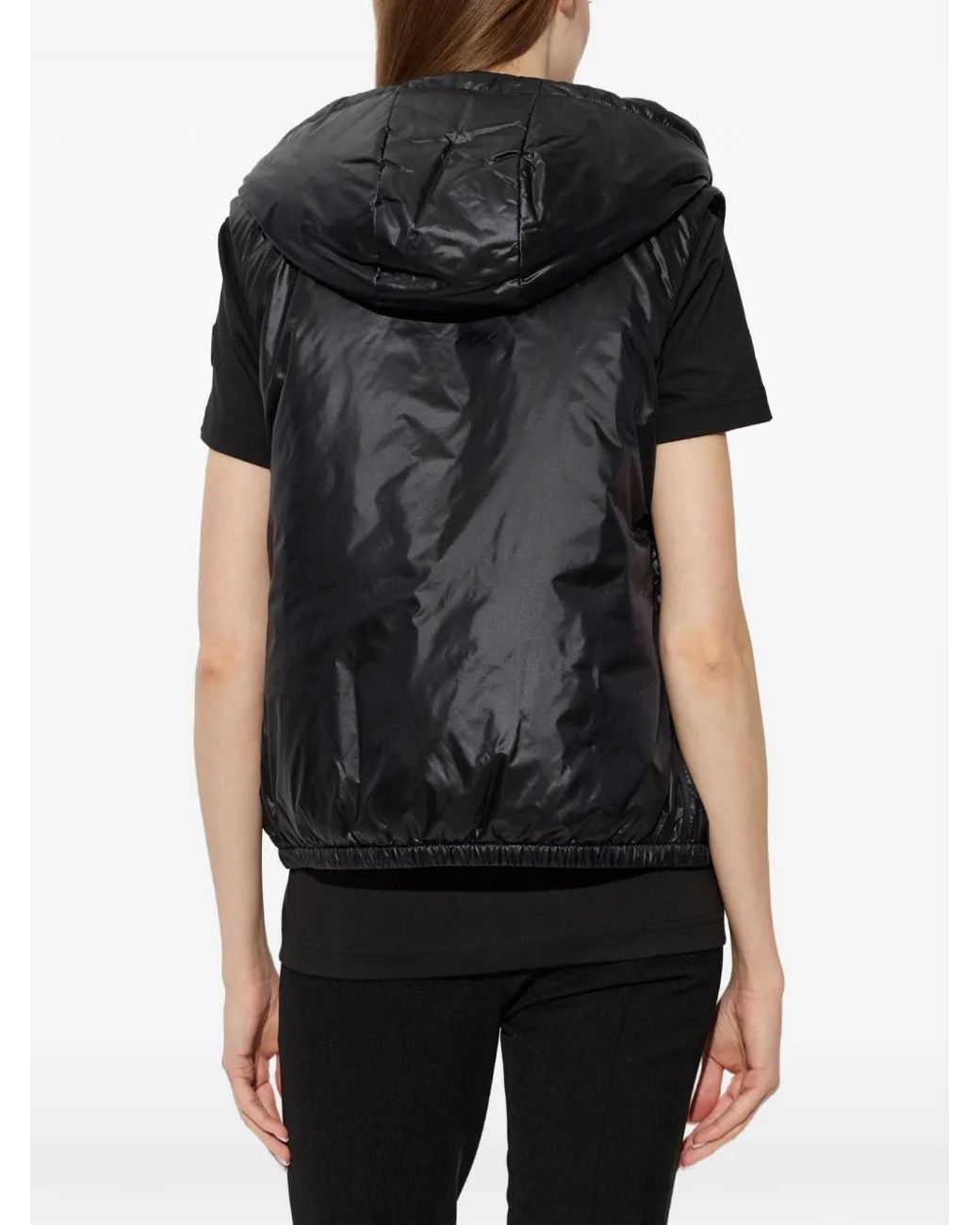 Moncler Black Gilet Lansette À Capuche