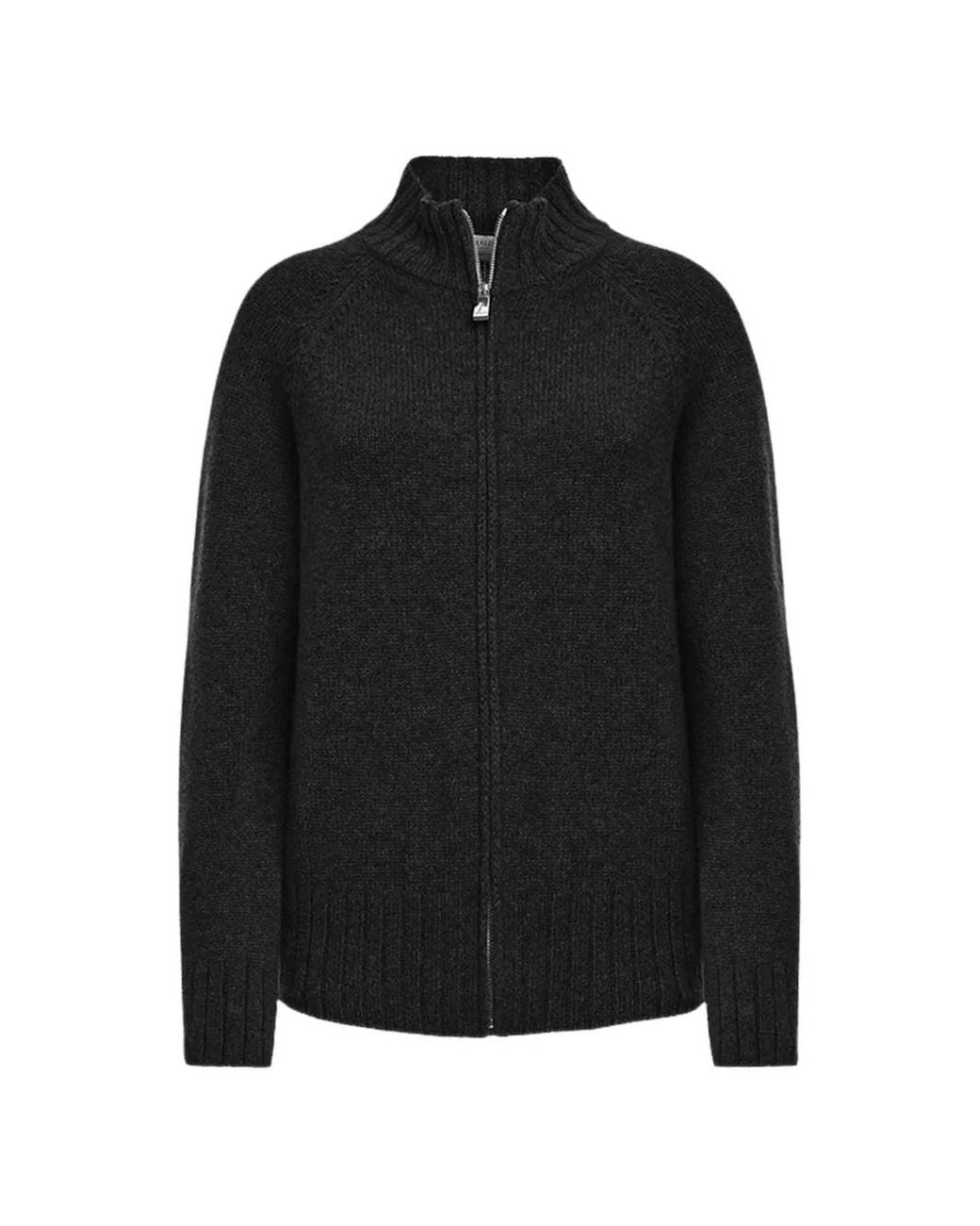 Malo Black Zip-Up Cashmere Cardigan