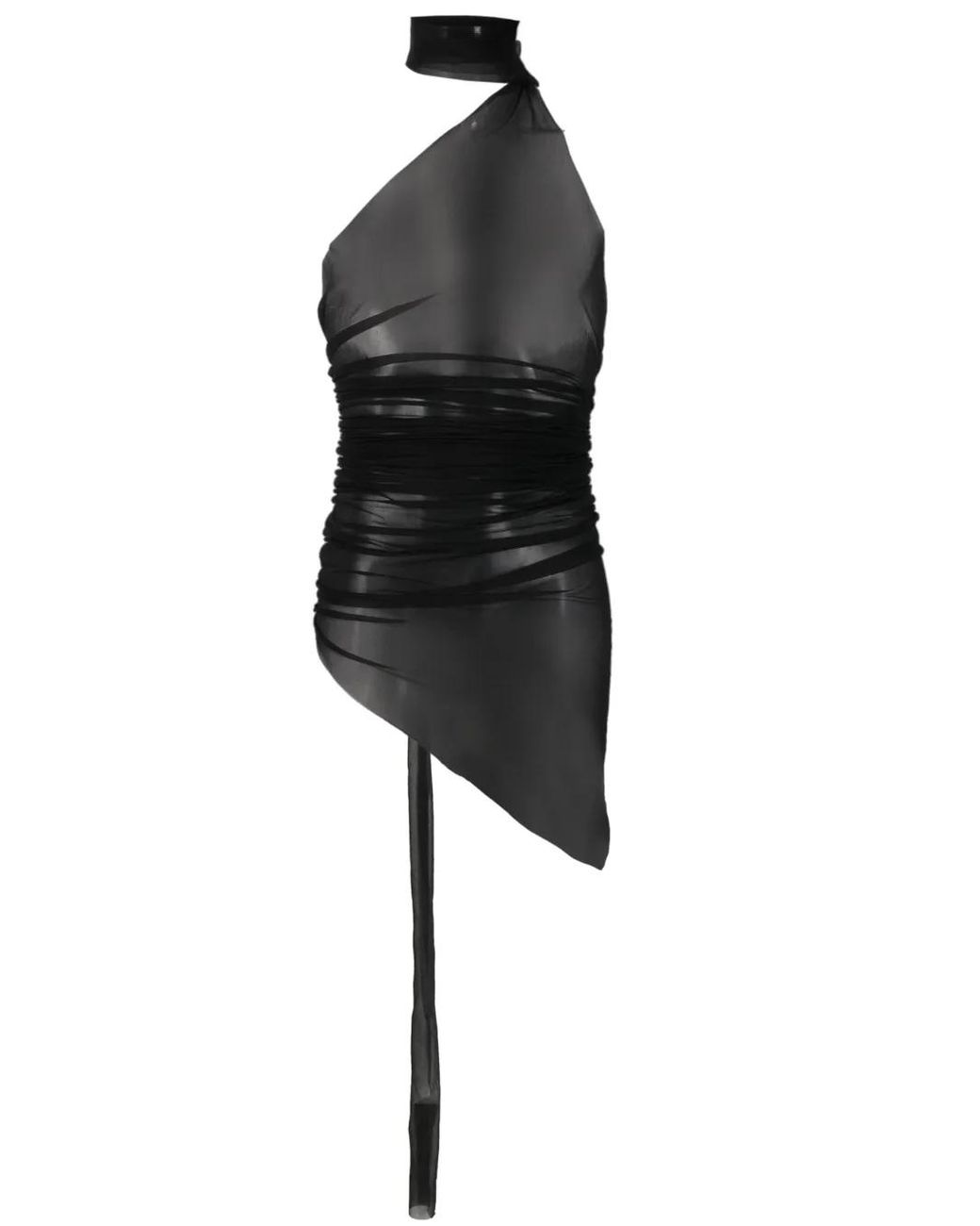 Ludovic de Saint Sernin Black Sheer Asymmetric Halterneck Top