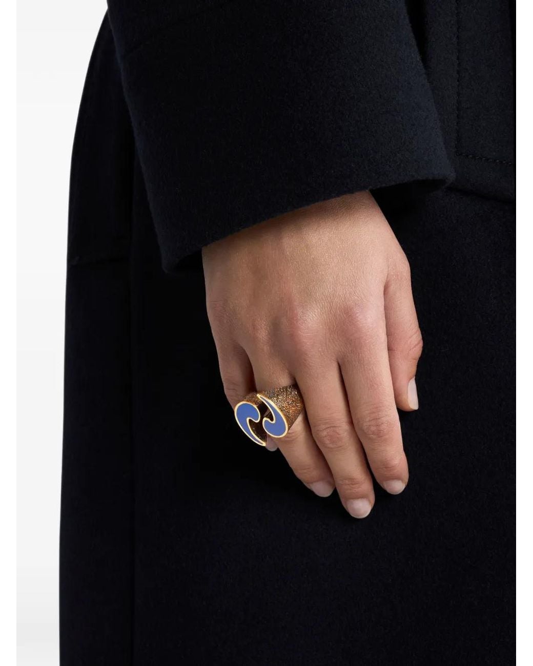 Etro Black Emaillierter Ring Mit Paisleymuster