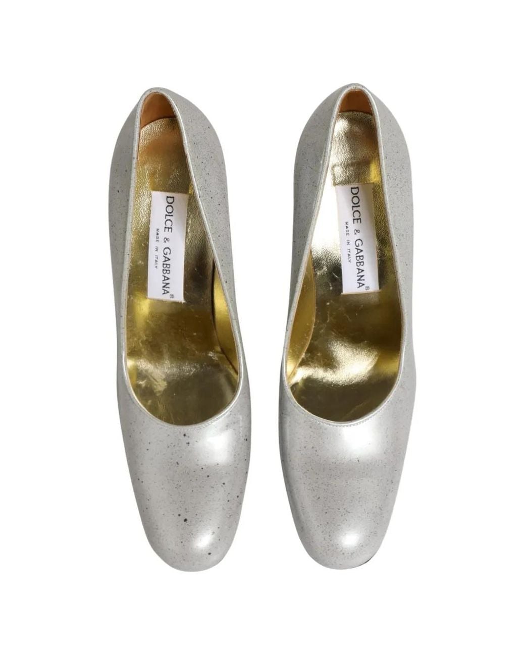 Dolce & Gabbana White Speckled Leather Pumps