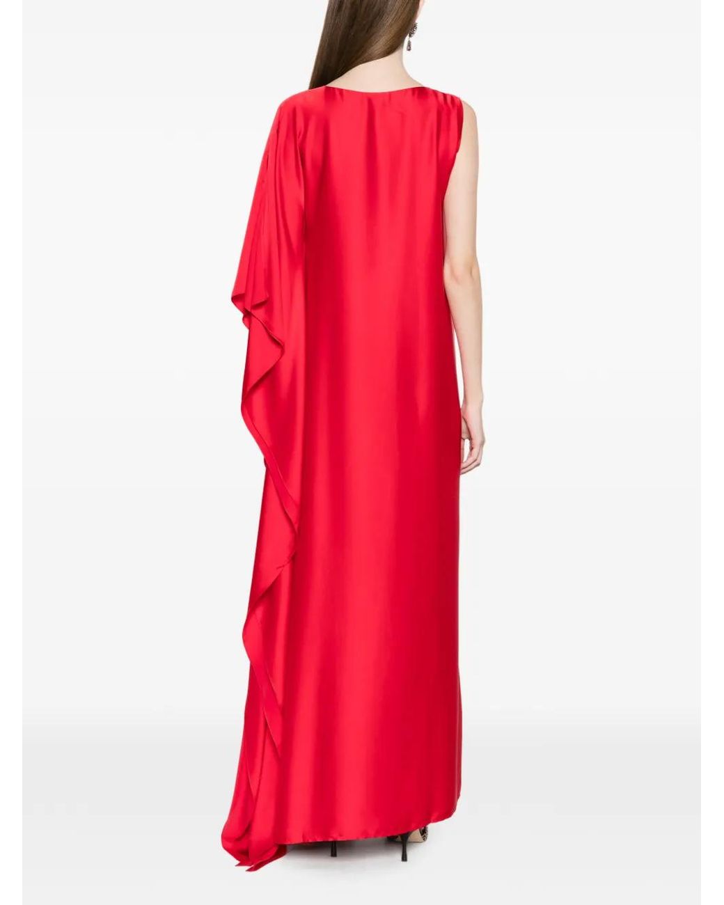 Silkylicious Red Muse Asymmetrical Maxi Dress