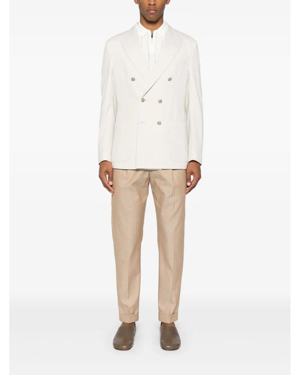 Eleventy White Double-Breasted Blazer for men