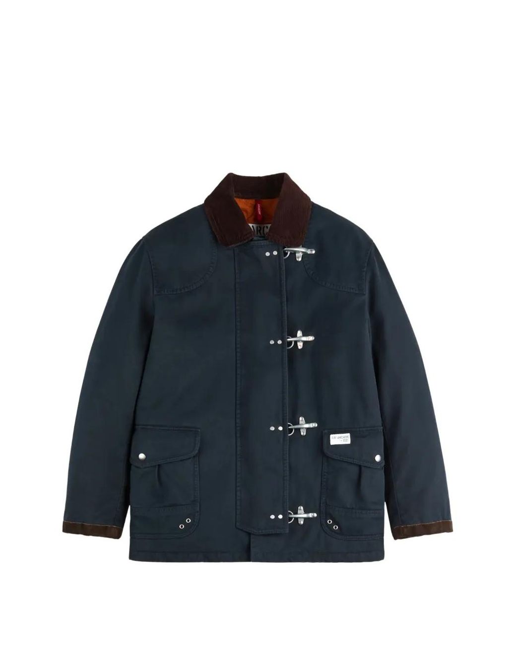Fay Blue Manteau 4 Ganci À Col En Velours Côtelé Et Fermoir Mousqueton for men