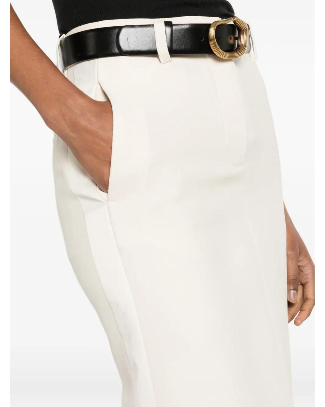 Fabiana Filippi White Belt-Loop Rear-Slit Maxi Skirt