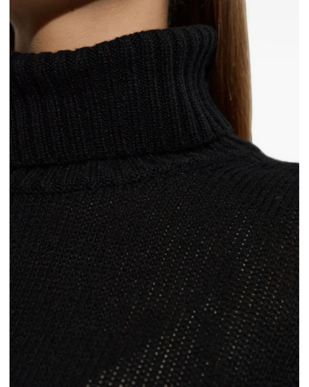 Fabiana Filippi Black Ribbed-Knit Turtleneck Sweater