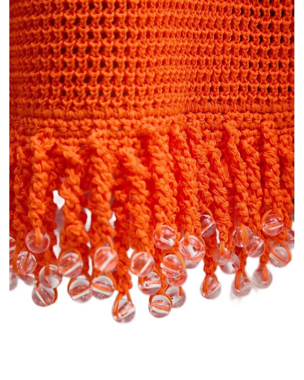 Patrizia Pepe Orange Bead-Embellished Cropped Sweater