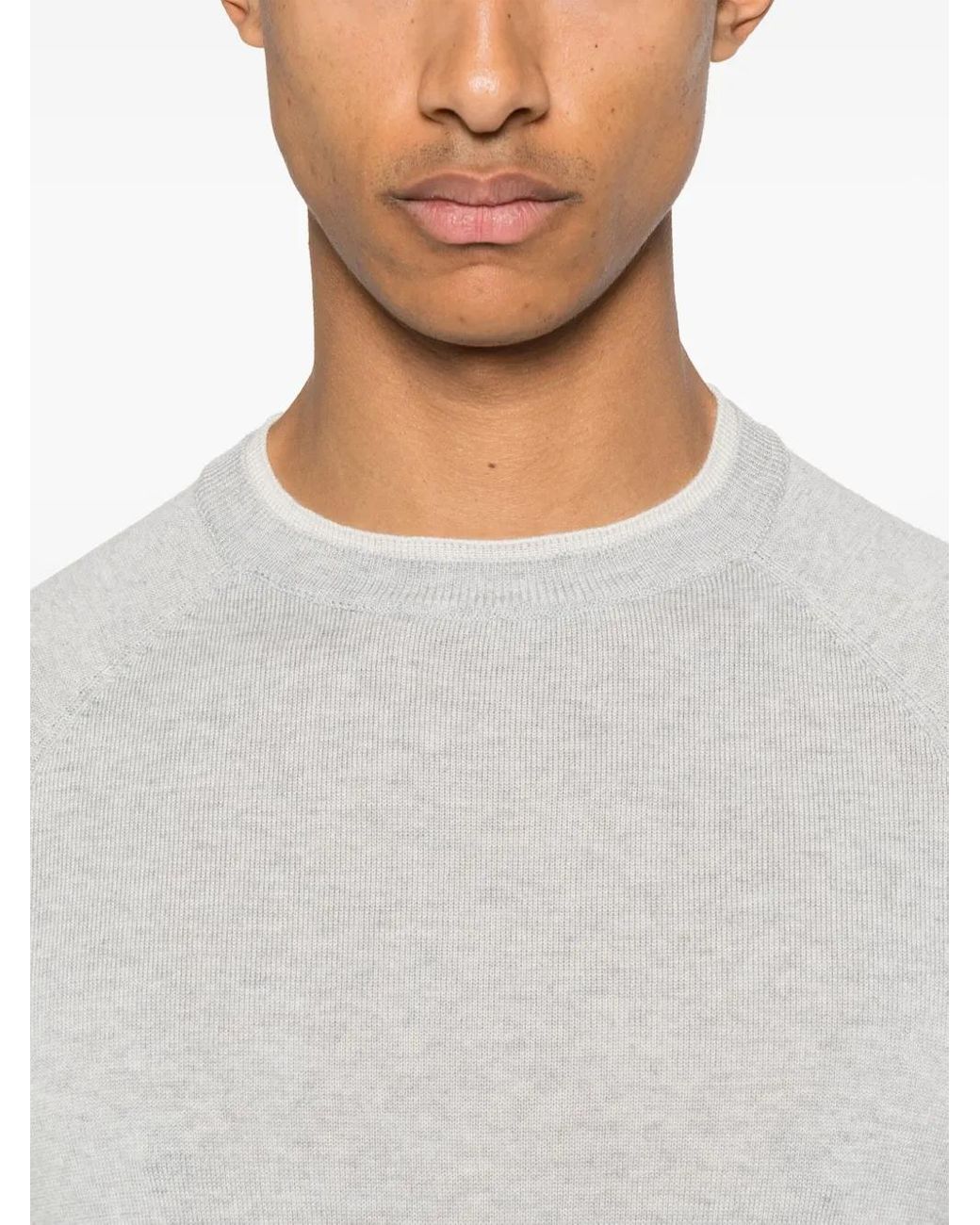 Eleventy White Contrasting-Trim Sweater for men