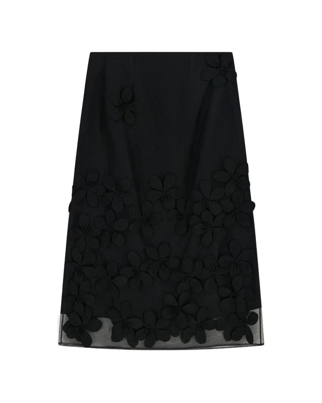 Liviana Conti Black Floral Appliquéd Skirt