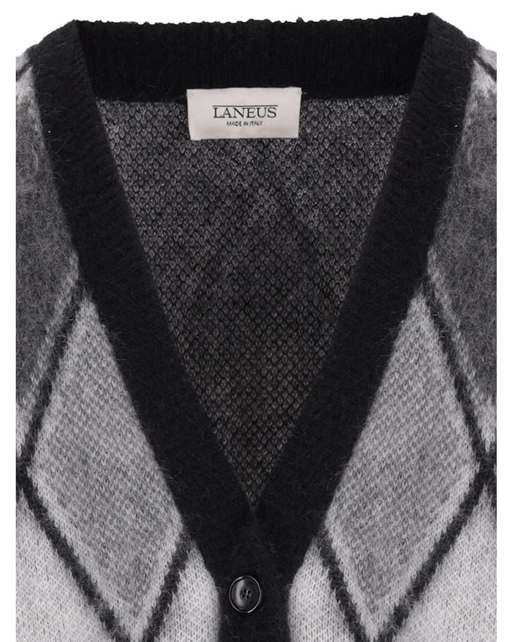 Laneus Gray Diamond-Pattern Cardigan for men