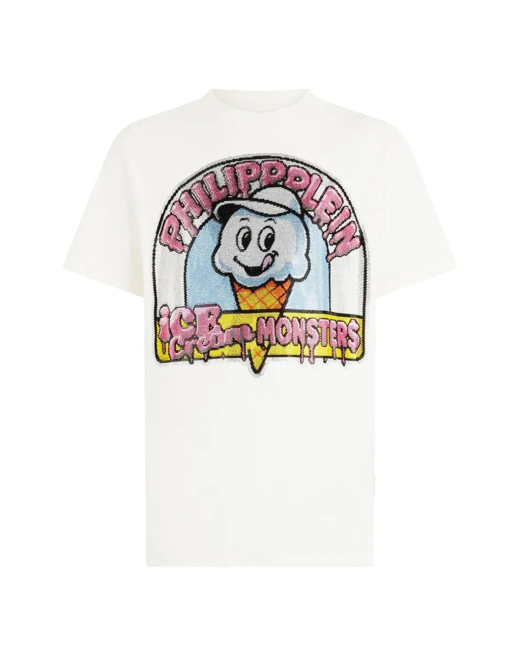 Philipp Plein White Ice-Cream Monsters T-Shirt for men