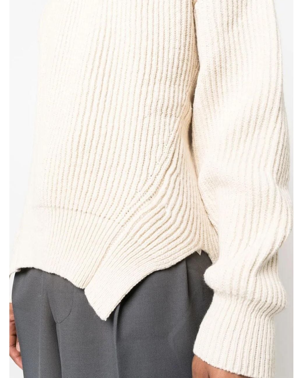 Jil Sander Gerippter Strickpullover in White für Herren