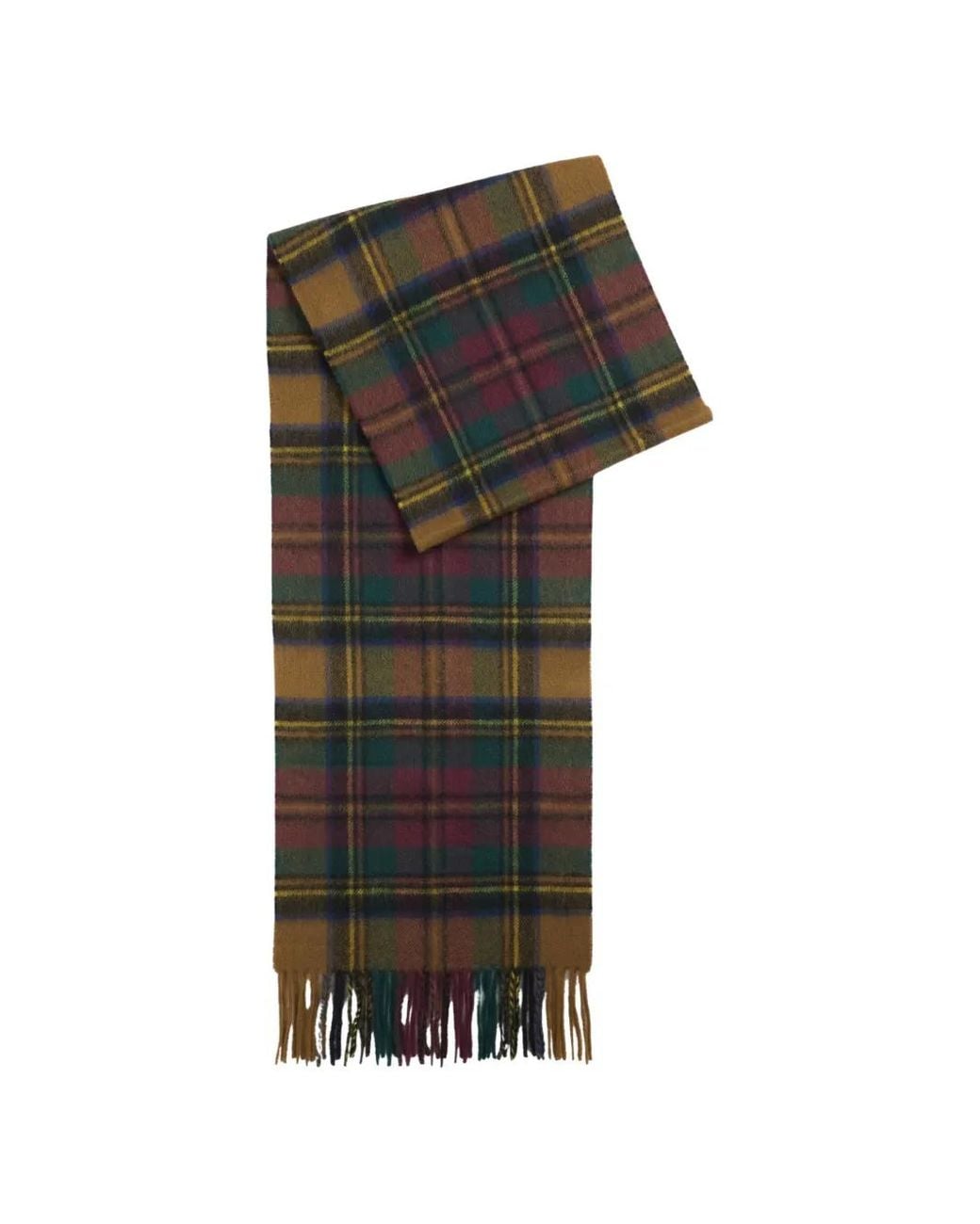 Barbour Black Tartan-Check Fringed Scarf for men