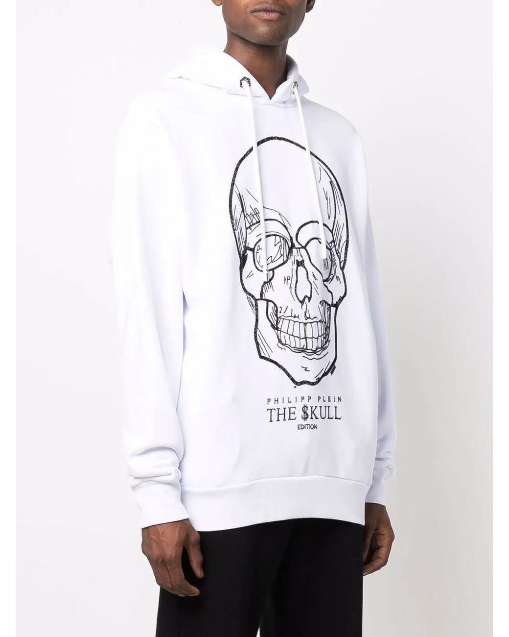 Philipp Plein White Crystal-skull Pullover Hoodie