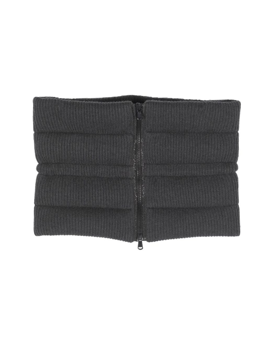 Brunello Cucinelli Black Padded Cashmere Ribbed Scarf