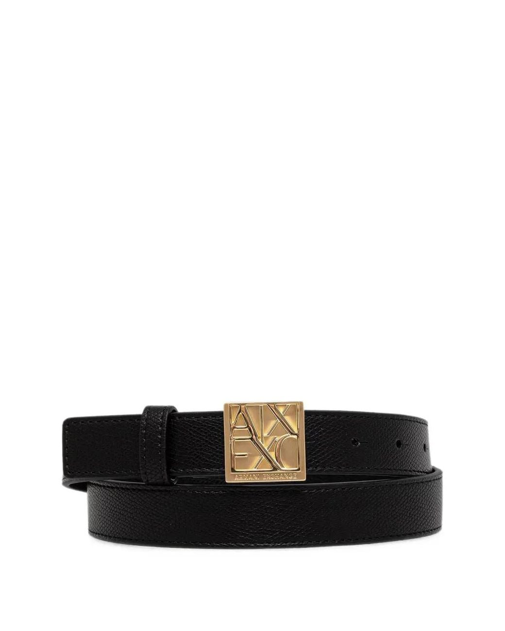 ARMANI EXCHANGE Black Ceinture À Plaque Logo À Fini Grainé