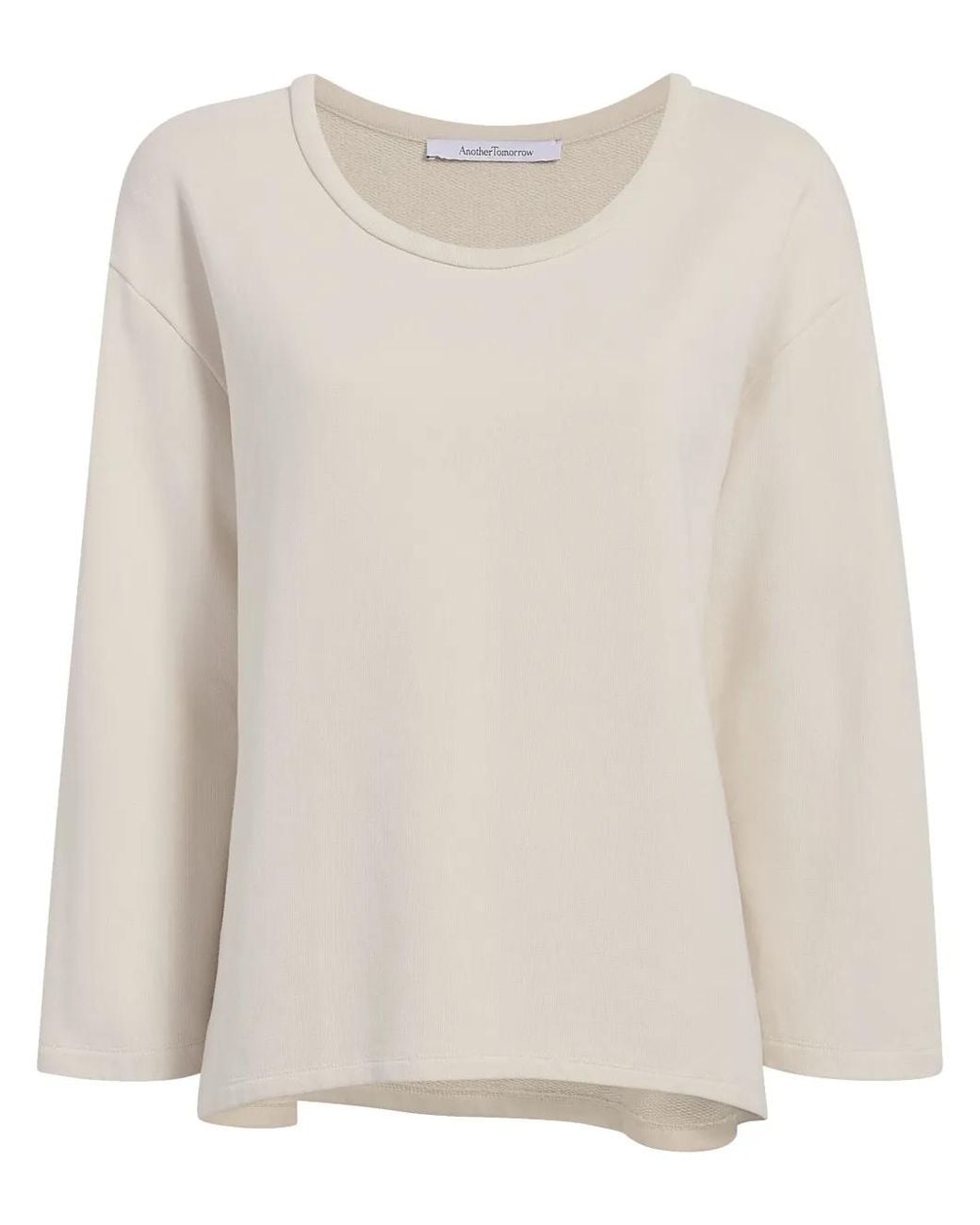 Another Tomorrow Natural Scoop-Neck Jersey Top