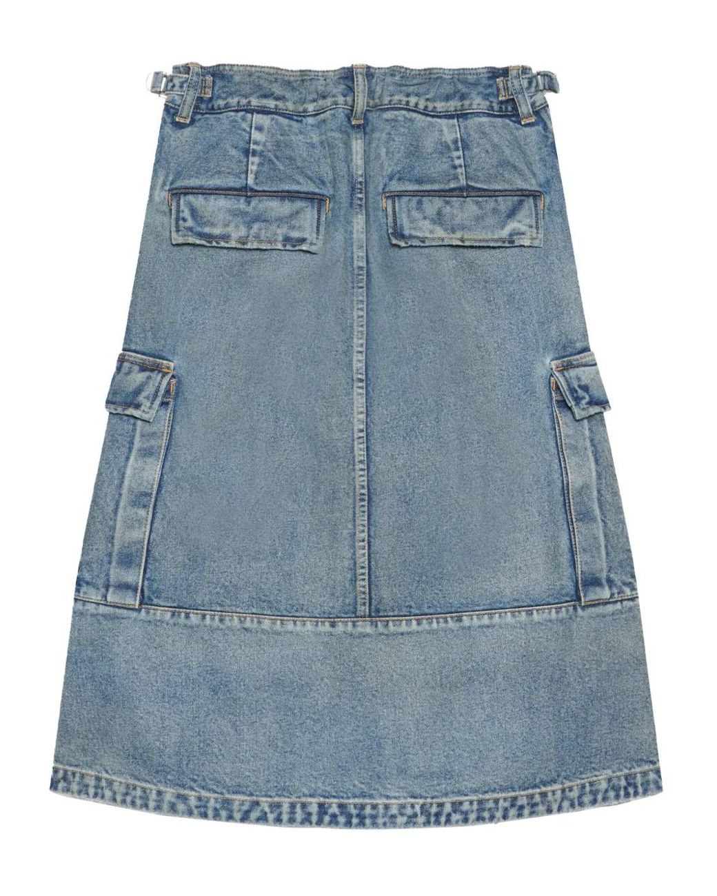 Balenciaga Blue Cargo Denim Midi Skirt