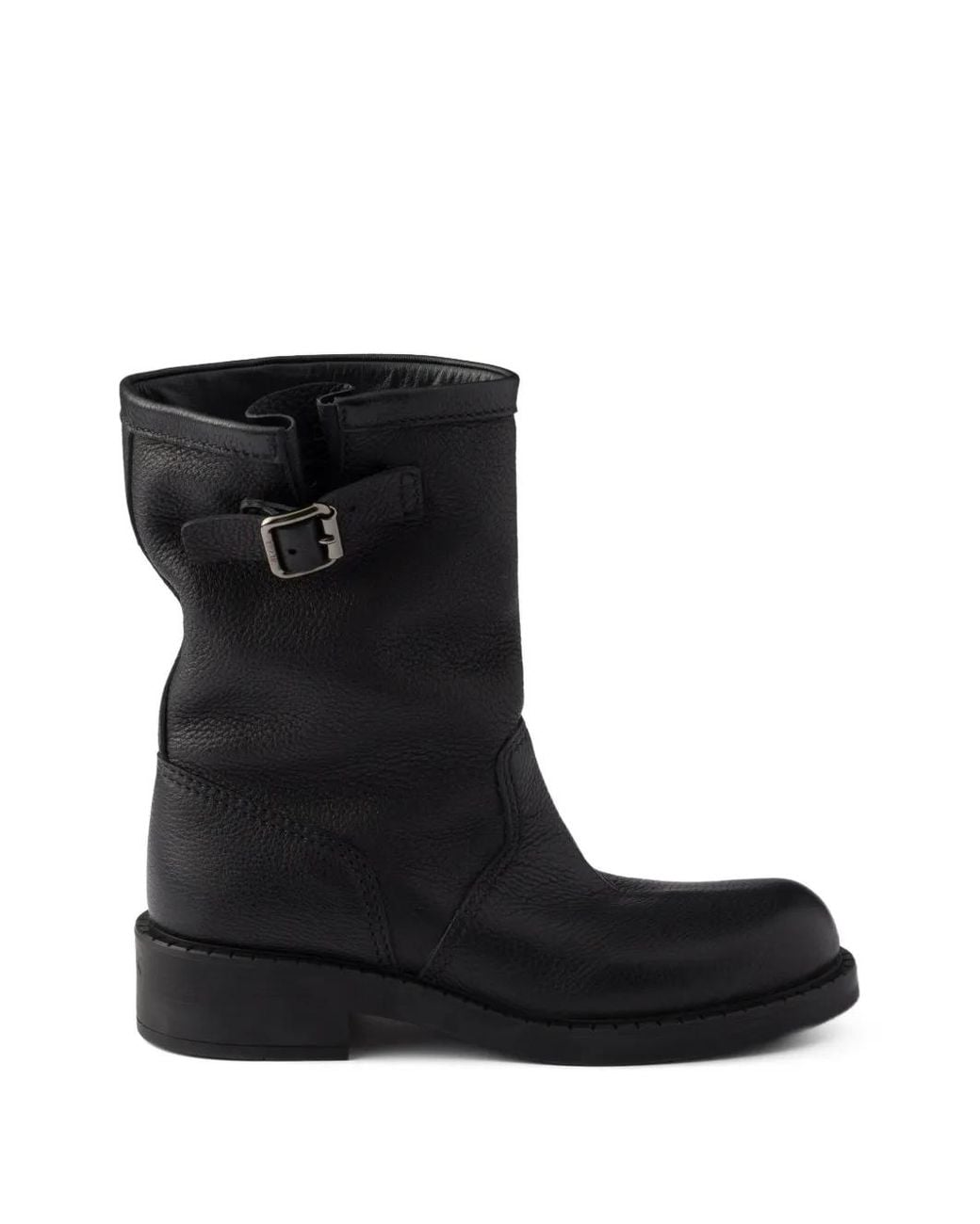Prada Black Leather Mid-Calf Boots